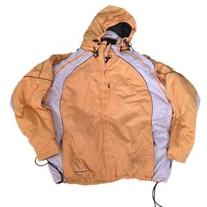 Obermeyer Weather X System Ski Jacket Mens XL Orange Colorblock Hooded Technical